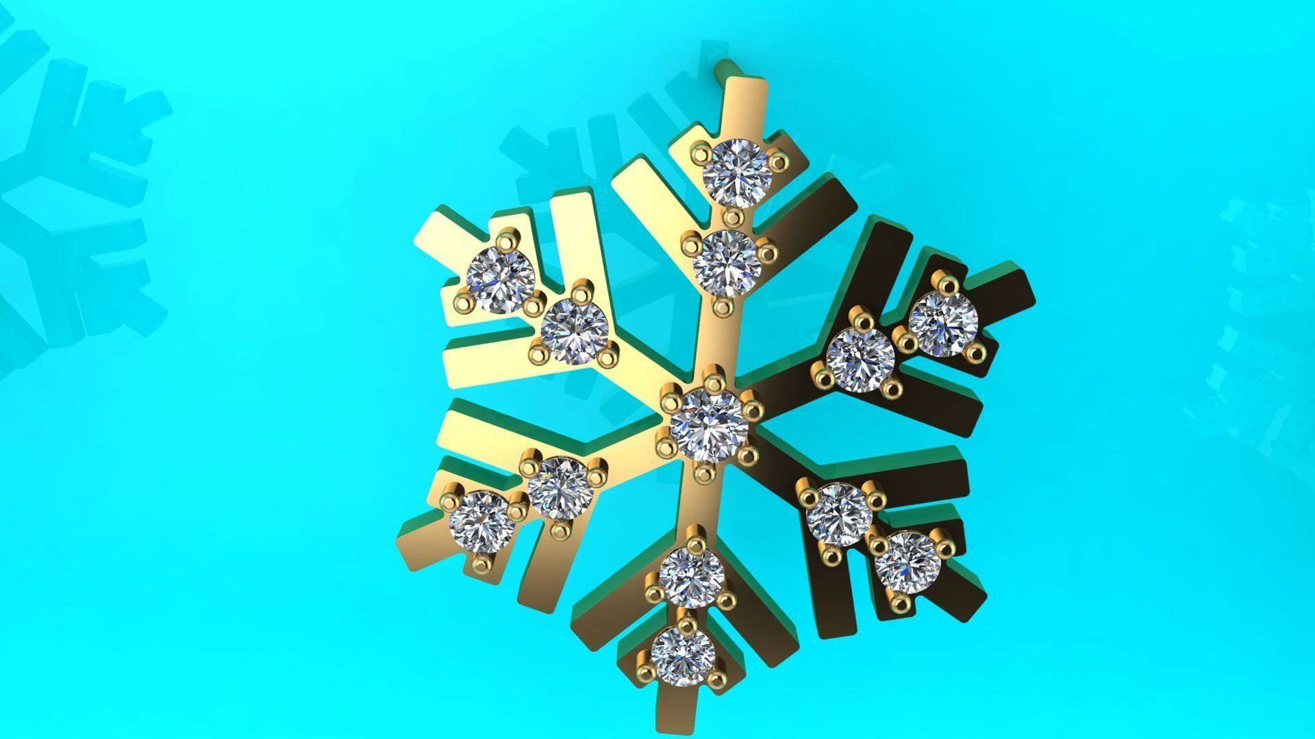 Nice snowflake pack - 4 pendants and 4 stud earrings 3D print model_5