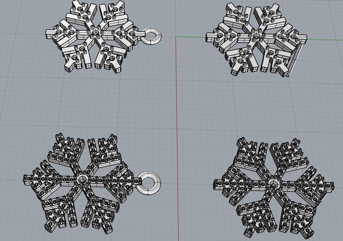 Nice snowflake pack - 4 pendants and 4 stud earrings 3D print model_14