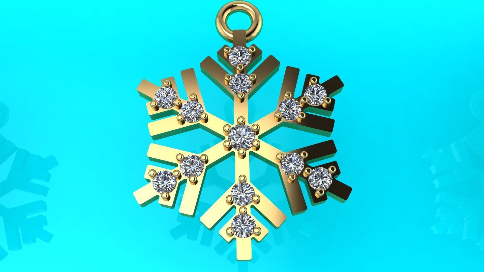Nice snowflake pack - 4 pendants and 4 stud earrings 3D print model_4