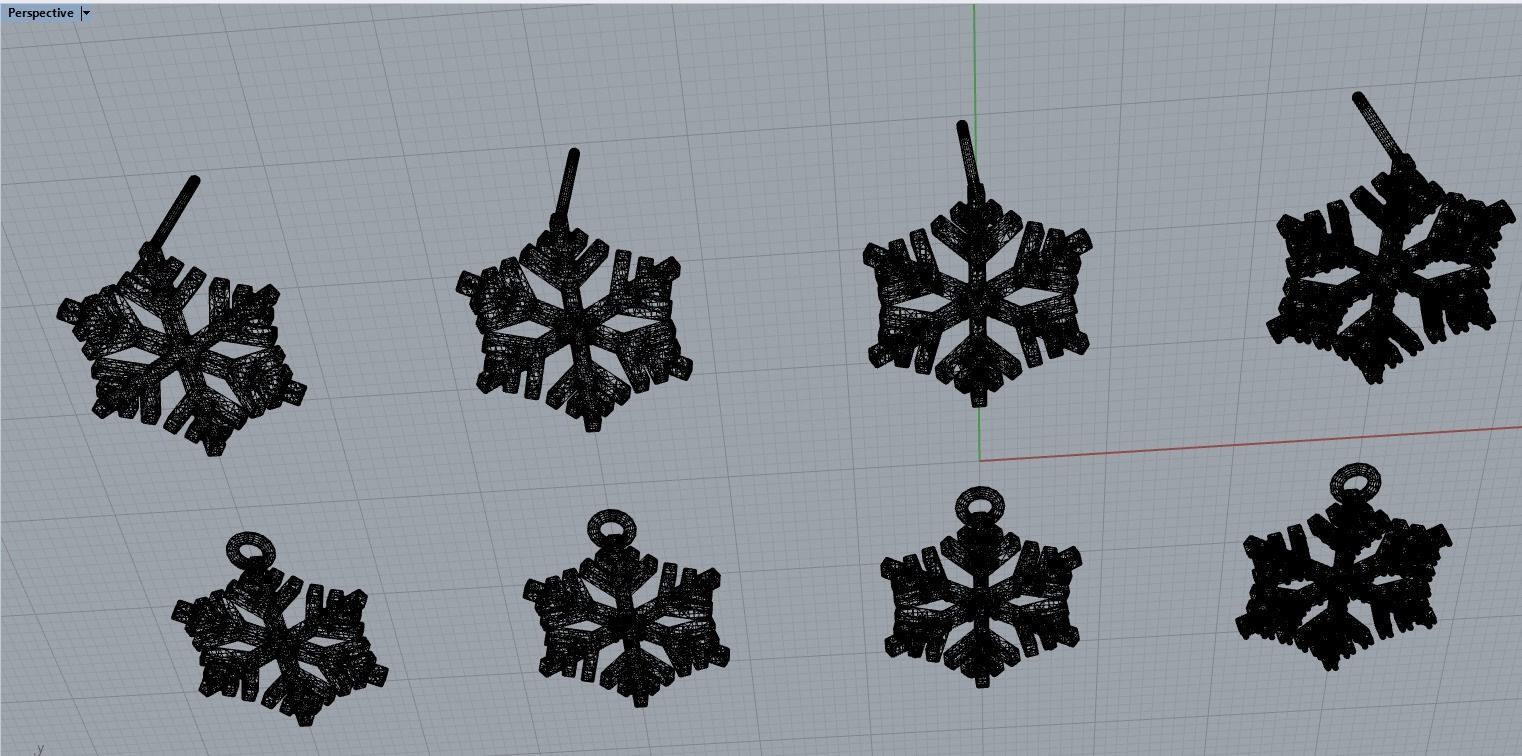 Nice snowflake pack - 4 pendants and 4 stud earrings 3D print model_18