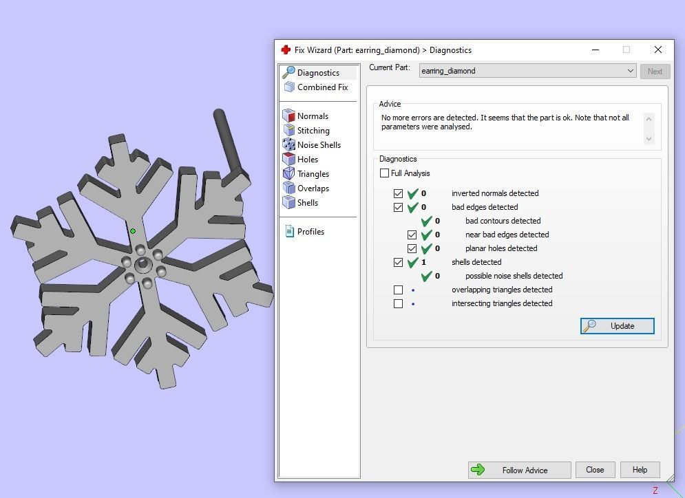Nice snowflake pack - 4 pendants and 4 stud earrings 3D print model_19