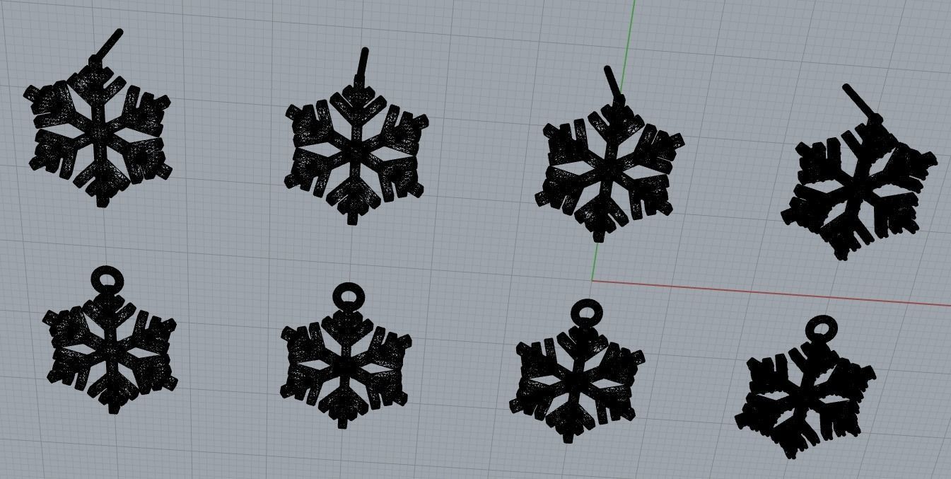 Nice snowflake pack - 4 pendants and 4 stud earrings 3D print model_16