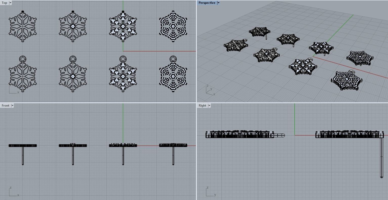 Nice snowflake pack - 4 pendants and 4 stud earrings 3D print model_12