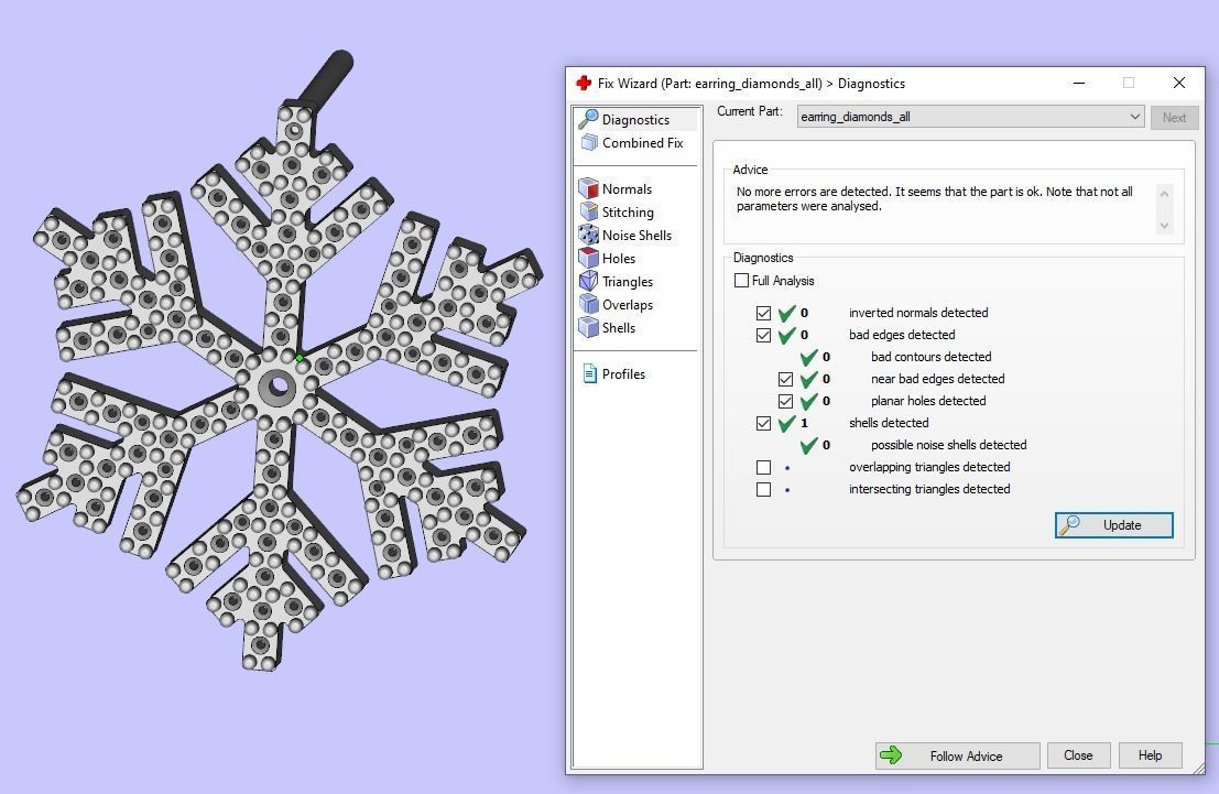 Nice snowflake pack - 4 pendants and 4 stud earrings 3D print model_21