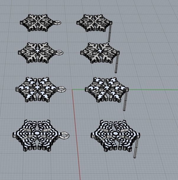 Nice snowflake pack - 4 pendants and 4 stud earrings 3D print model_13