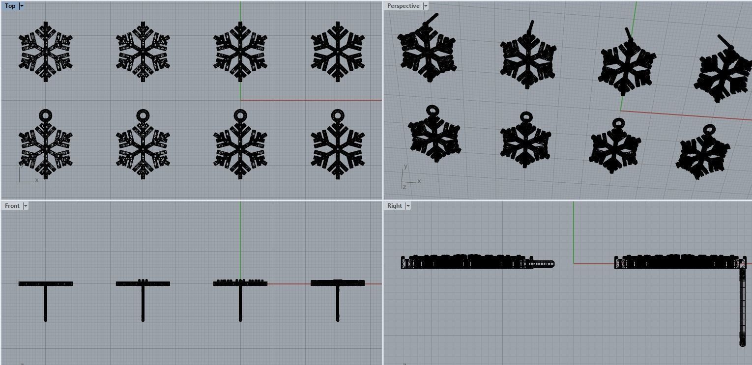 Nice snowflake pack - 4 pendants and 4 stud earrings 3D print model_17