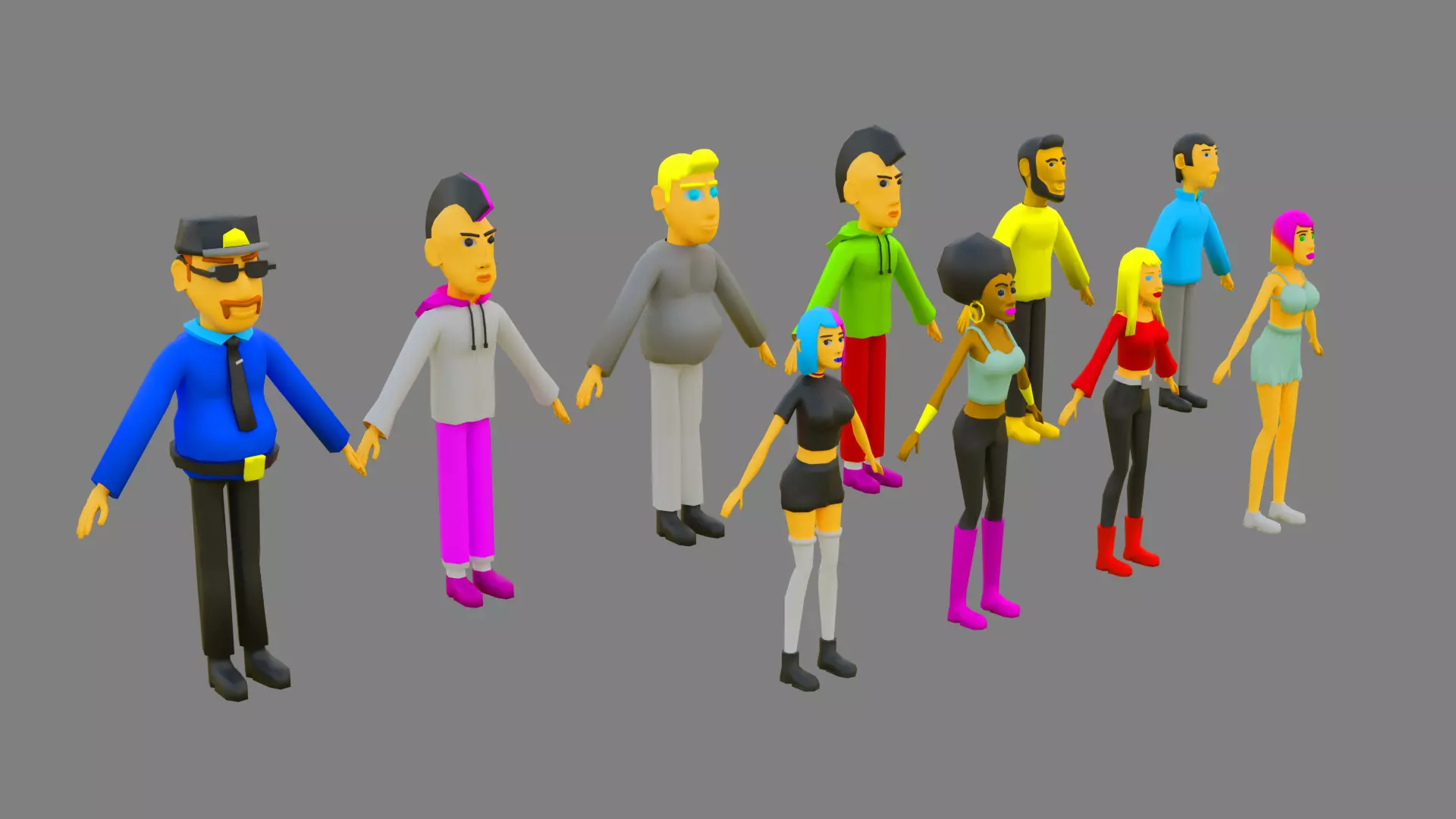 Low Poly Characters Pack Free low-poly 3D model