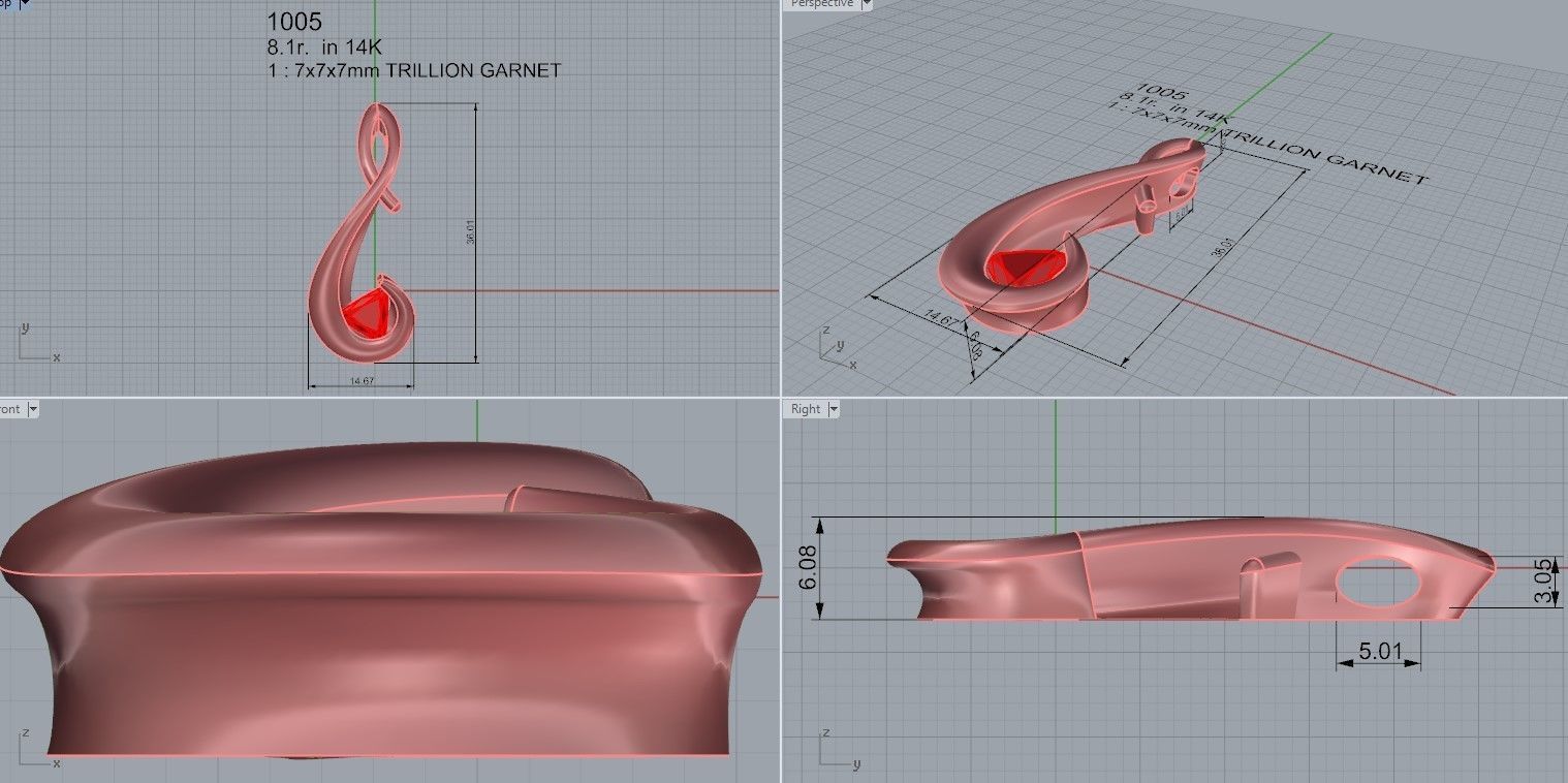 Unique Rubin Pendant 1005 3D print model_4