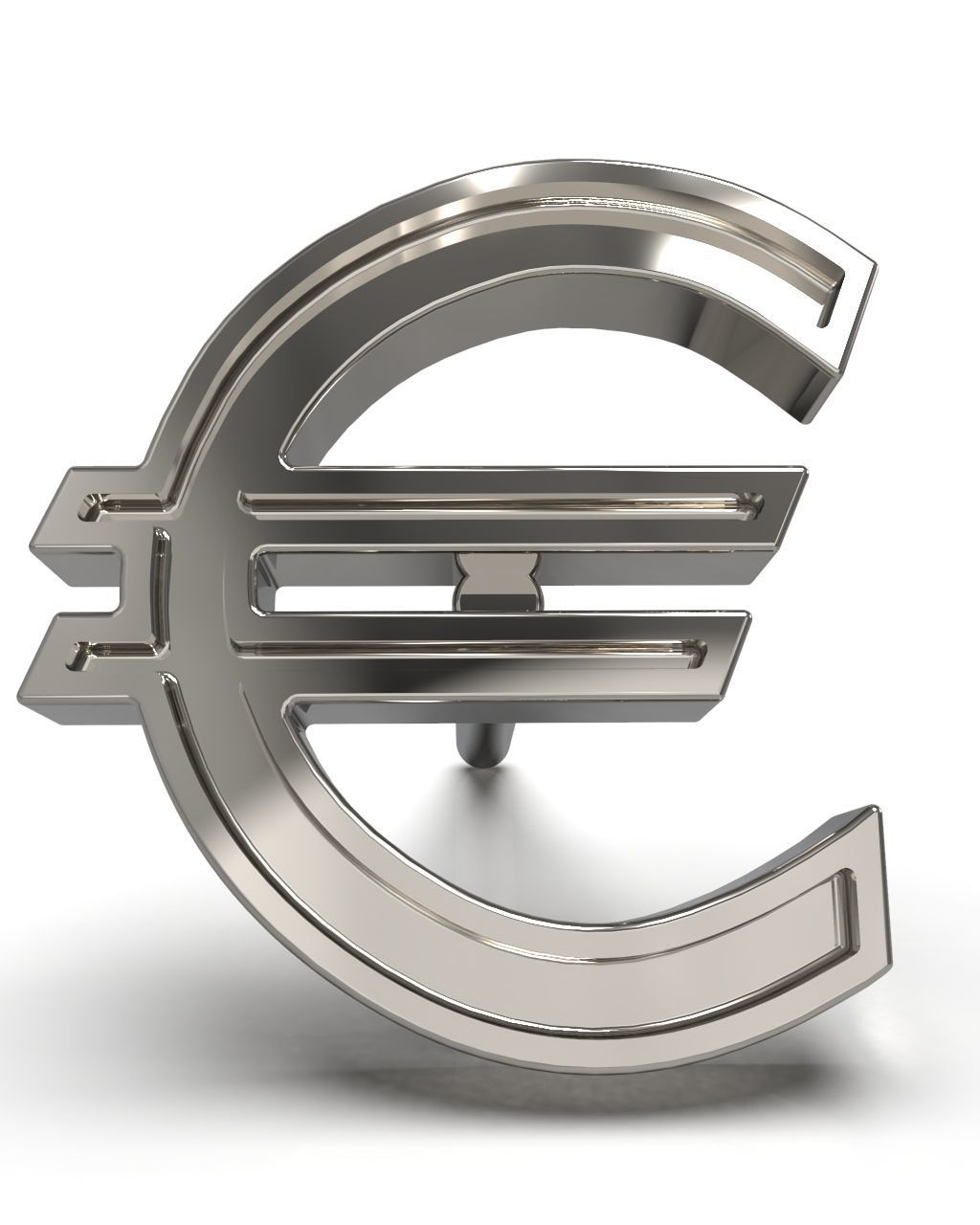 Euro symbol stud earring enamel ready 3D print model_3