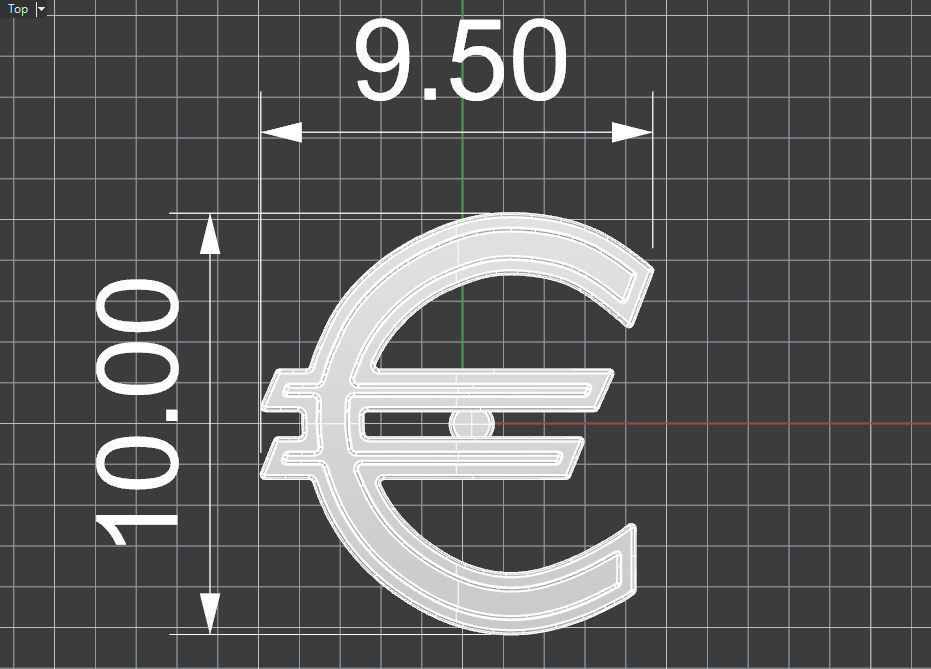 Euro symbol stud earring enamel ready 3D print model_12