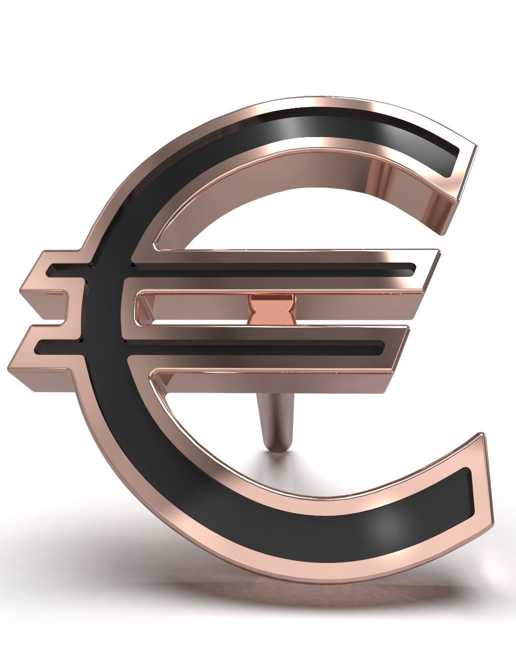 Euro symbol stud earring enamel ready 3D print model_4