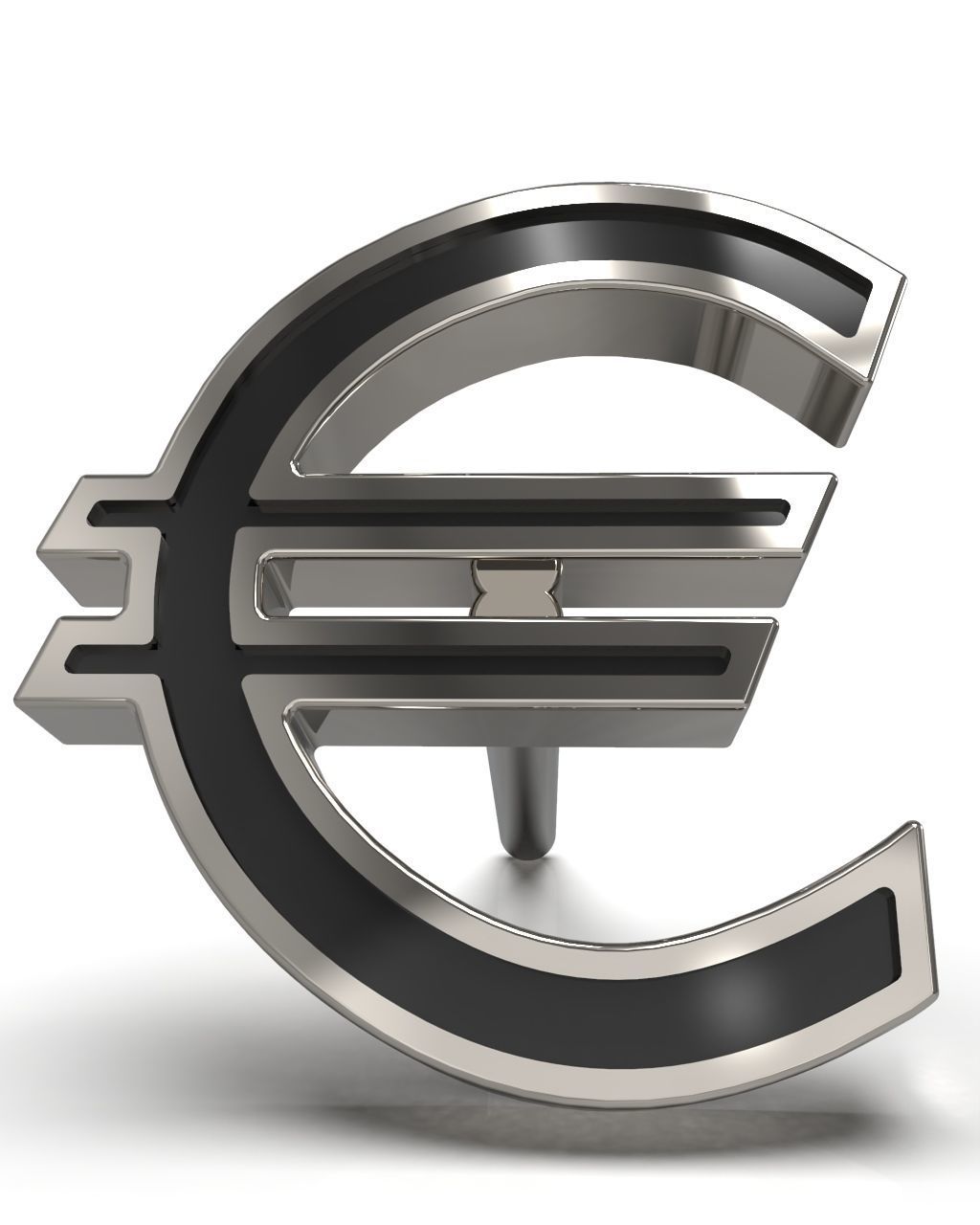 Euro symbol stud earring enamel ready 3D print model_2