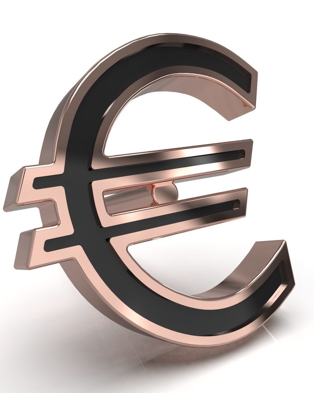 Euro symbol stud earring enamel ready 3D print model_6