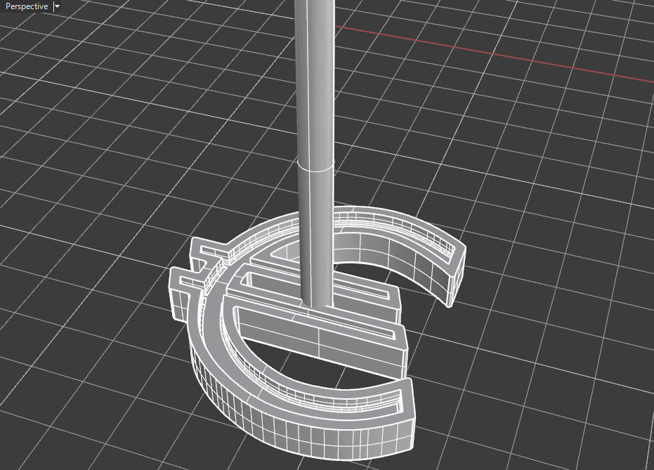 Euro symbol stud earring enamel ready 3D print model_15