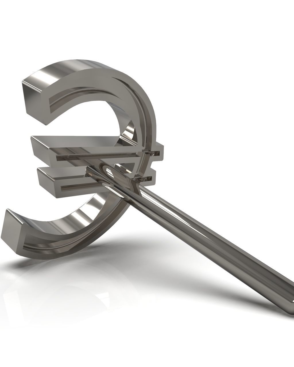 Euro symbol stud earring enamel ready 3D print model_9