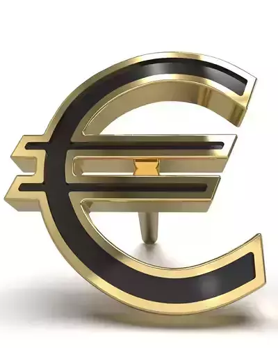 Euro symbol stud earring enamel ready 3D print model