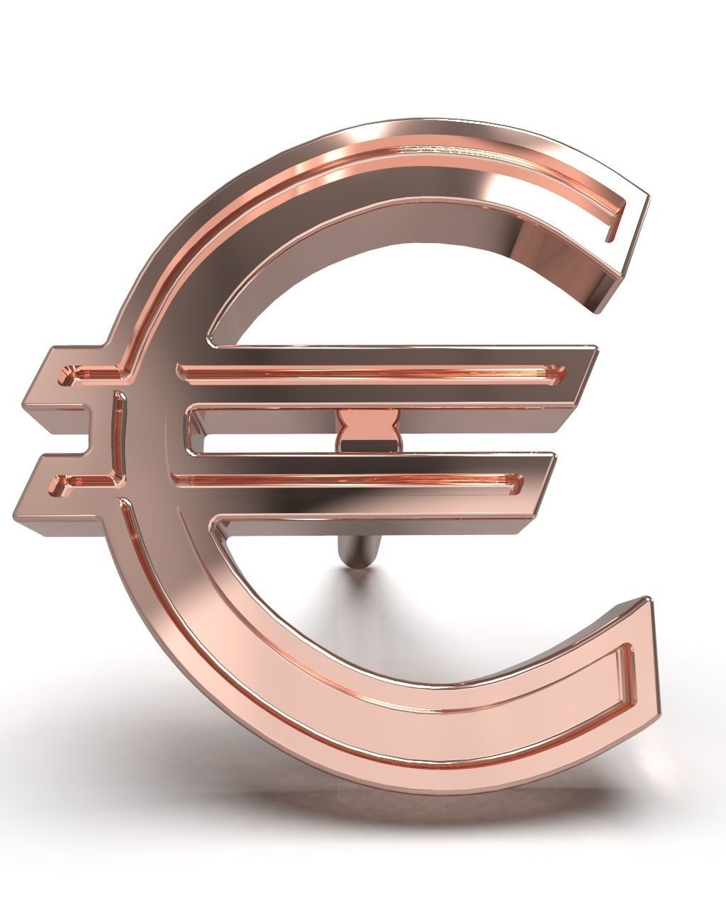 Euro symbol stud earring enamel ready 3D print model_5