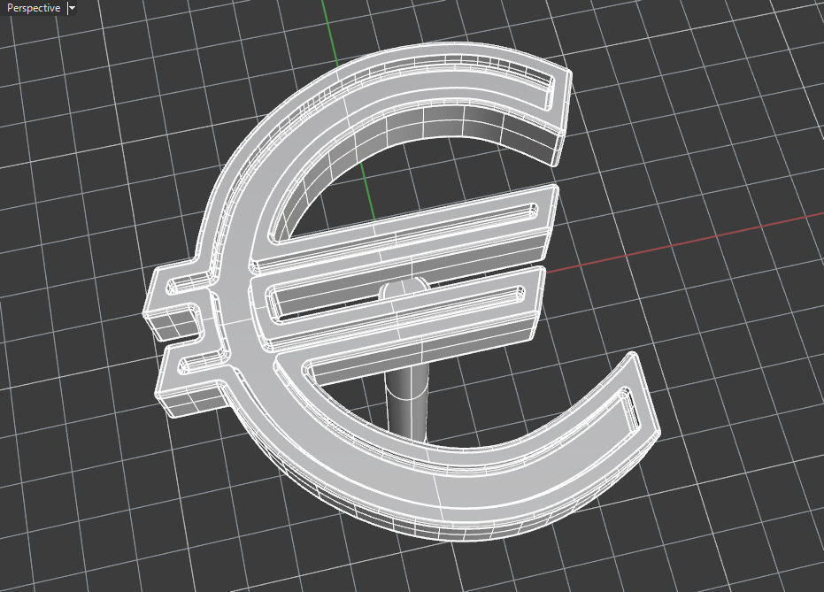Euro symbol stud earring enamel ready 3D print model_14