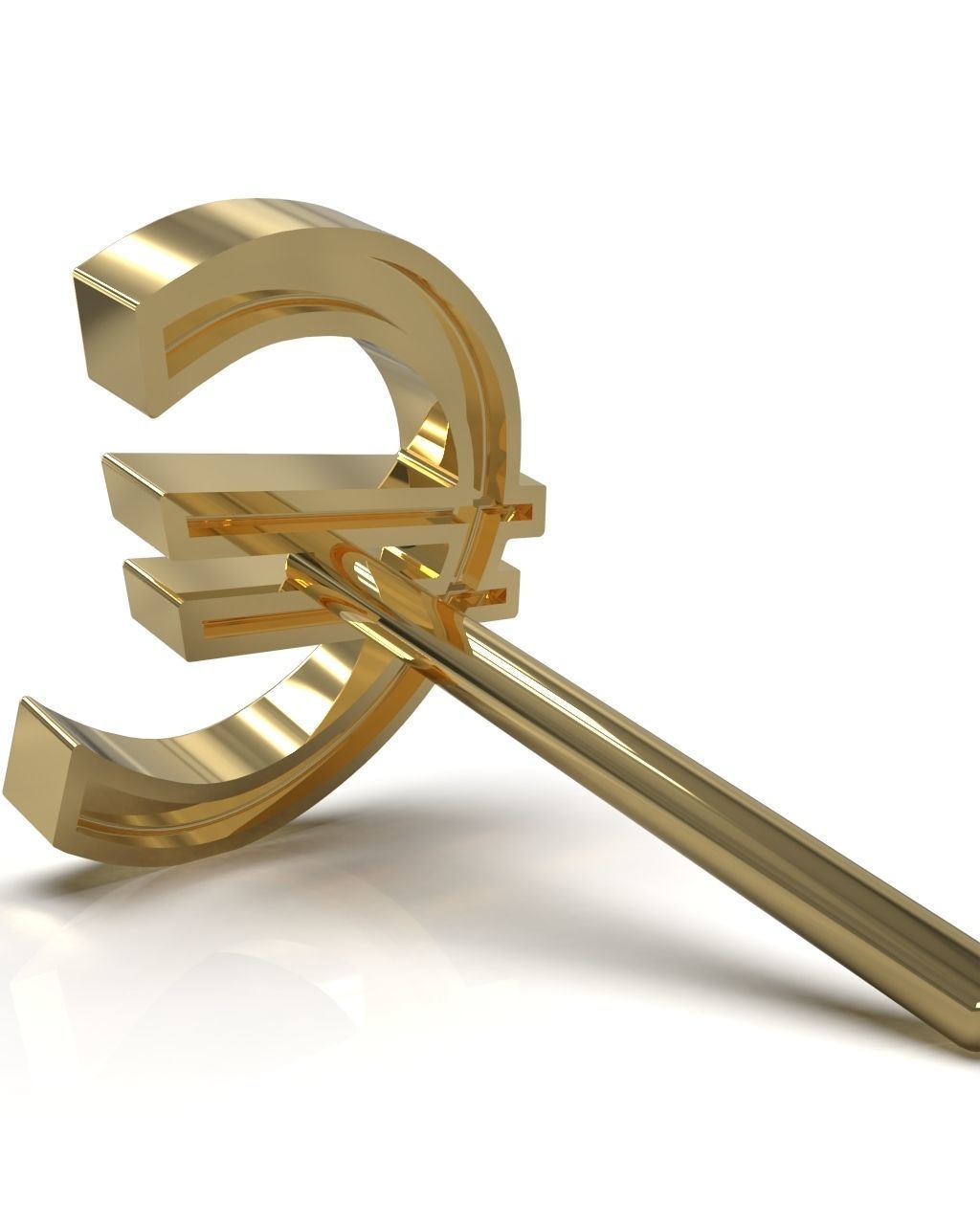 Euro symbol stud earring enamel ready 3D print model_10