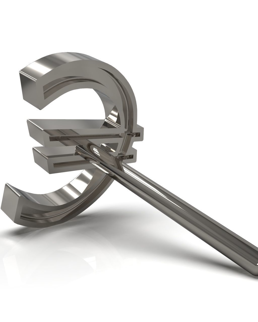 Euro symbol stud earring enamel ready 3D print model_11