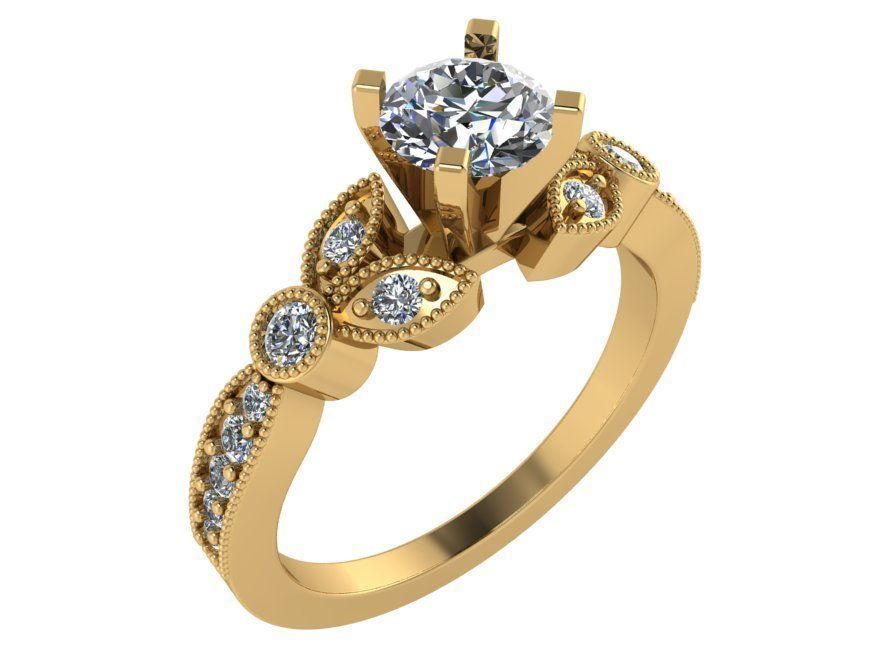 Peg Setting Flower Ring 1009 3D print model_1