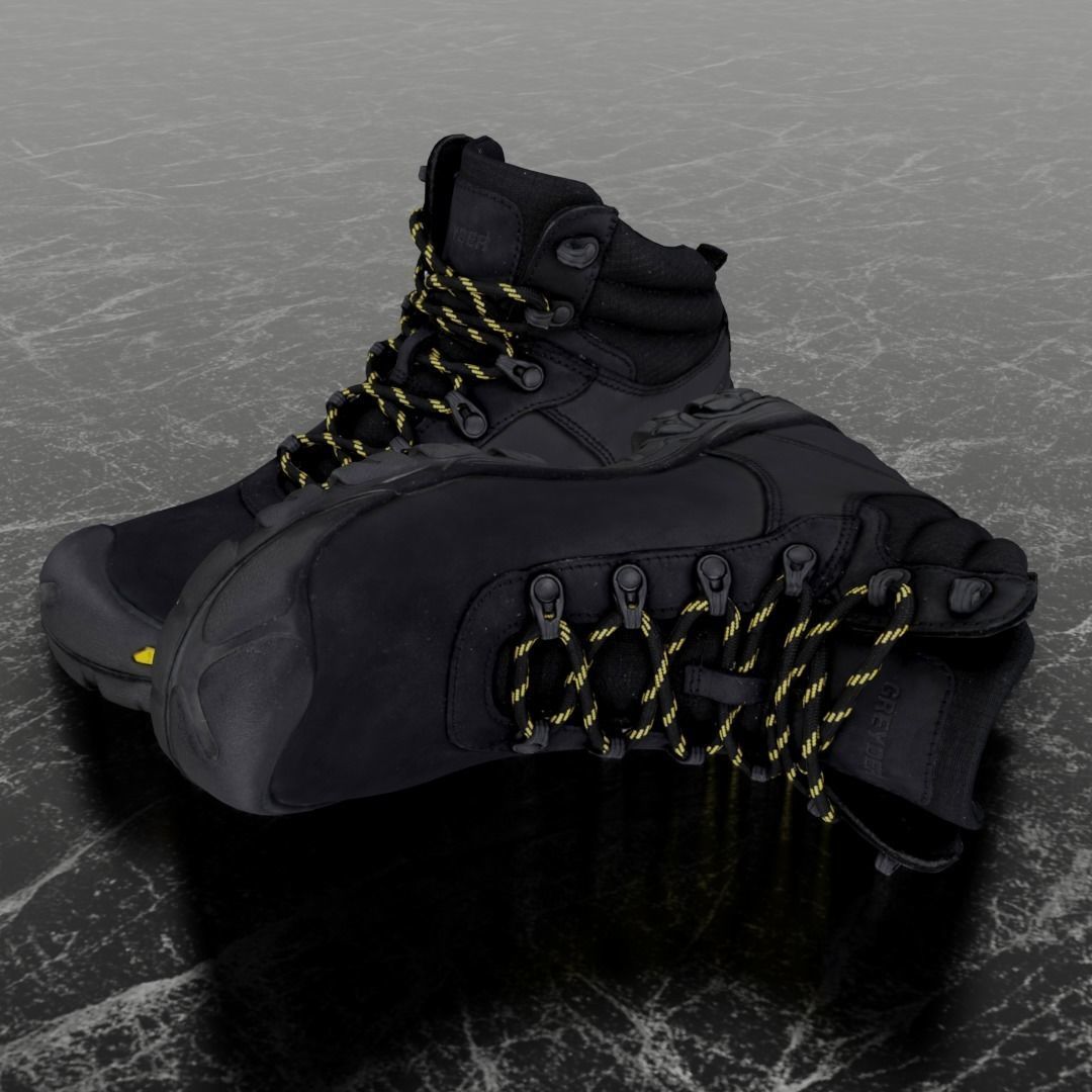 GREYDER 3D BOOTS - BLACK Low-poly 3D model_1
