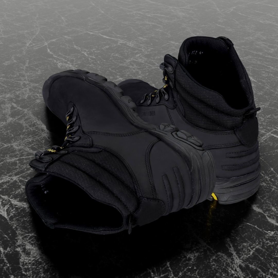 GREYDER 3D BOOTS - BLACK Low-poly 3D model_6