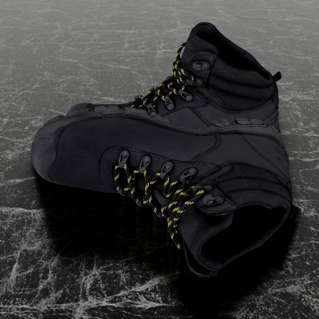 GREYDER 3D BOOTS - BLACK Low-poly 3D model_7