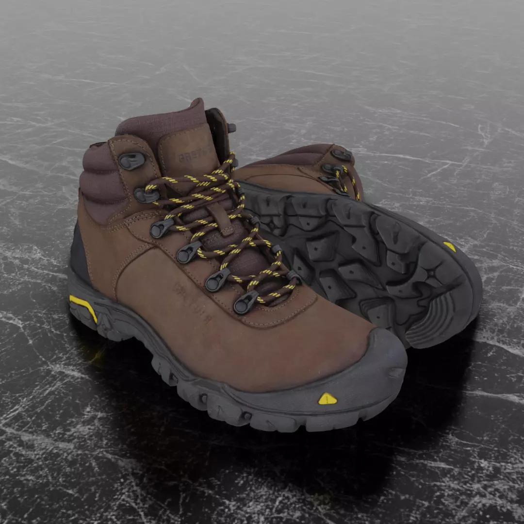 GREYDER 3D BOOTS - BROWN Low-poly 3D model_0