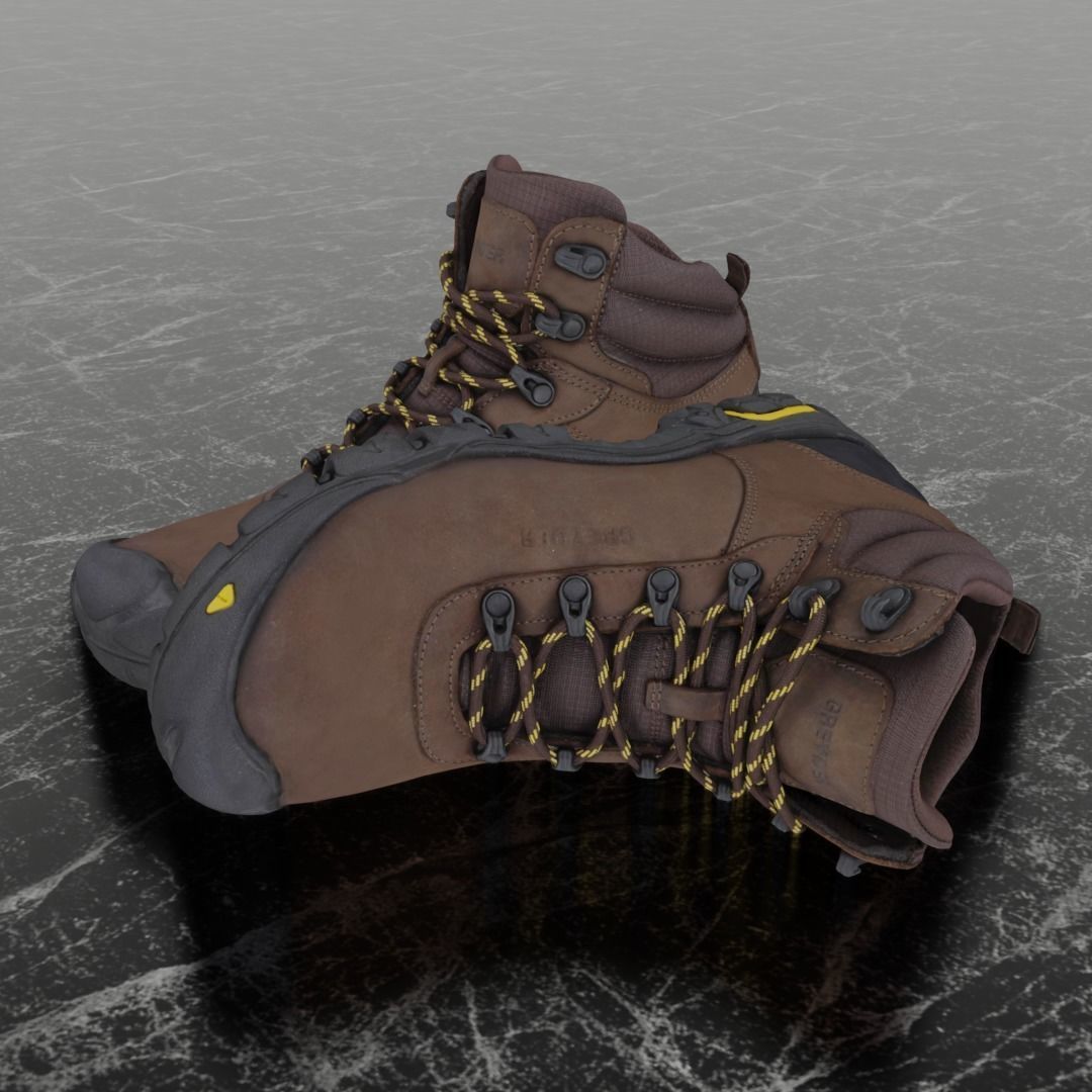GREYDER 3D BOOTS - BROWN Low-poly 3D model_1