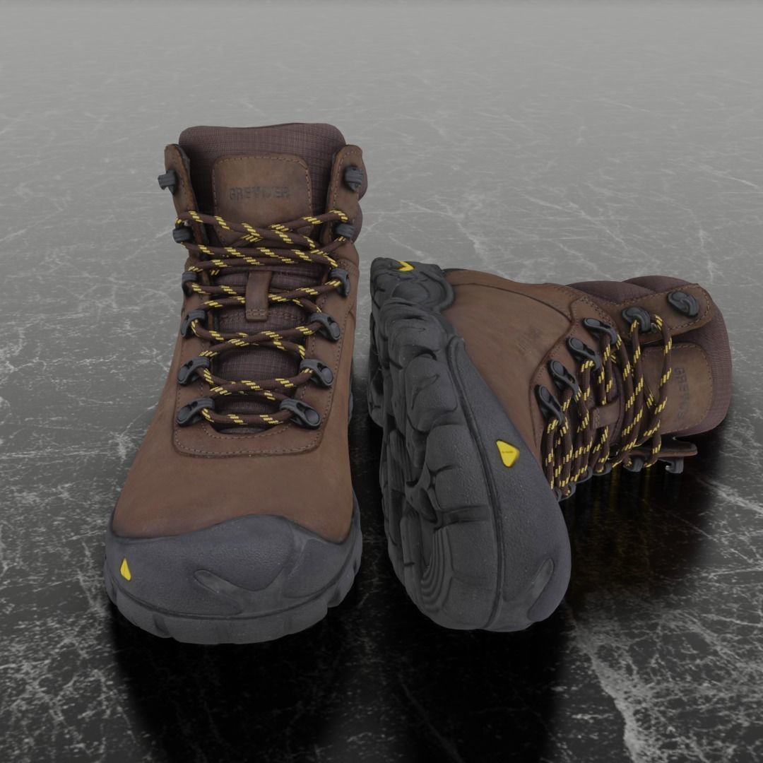 GREYDER 3D BOOTS - BROWN Low-poly 3D model_2