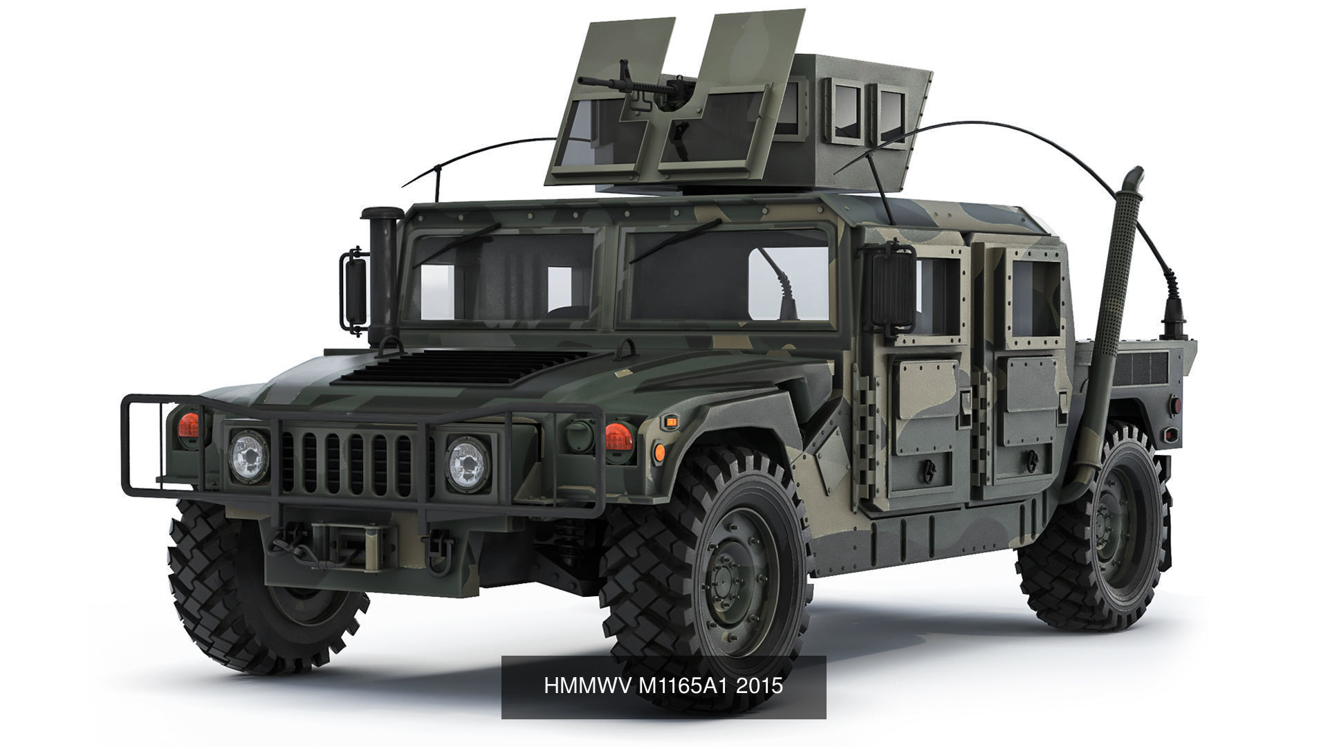 Humvee Military M1038 M1097A2 M1165A1 M1038 M242 Bushmaster 3D Model Collection_6