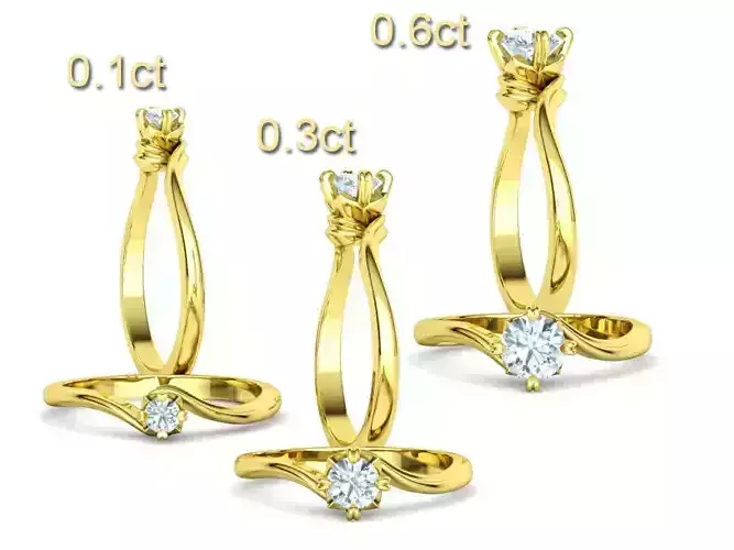 Bypass Solitaire Rings Collection 3 RING SET 
