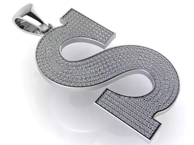 S Letter Pave Pendant 1022