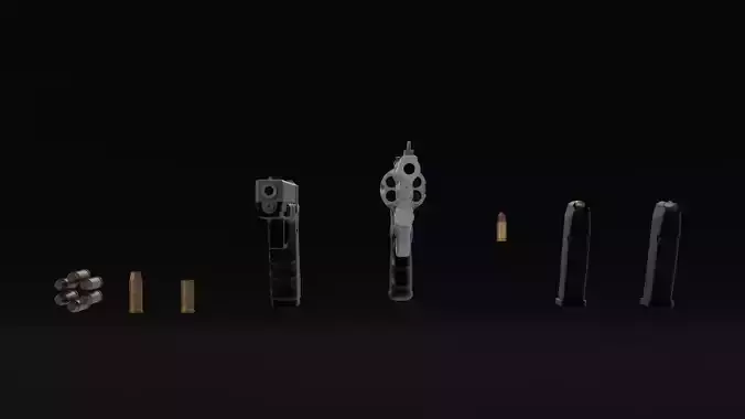 Pistols  Glock 17 44 Magnum  bullets 3D model