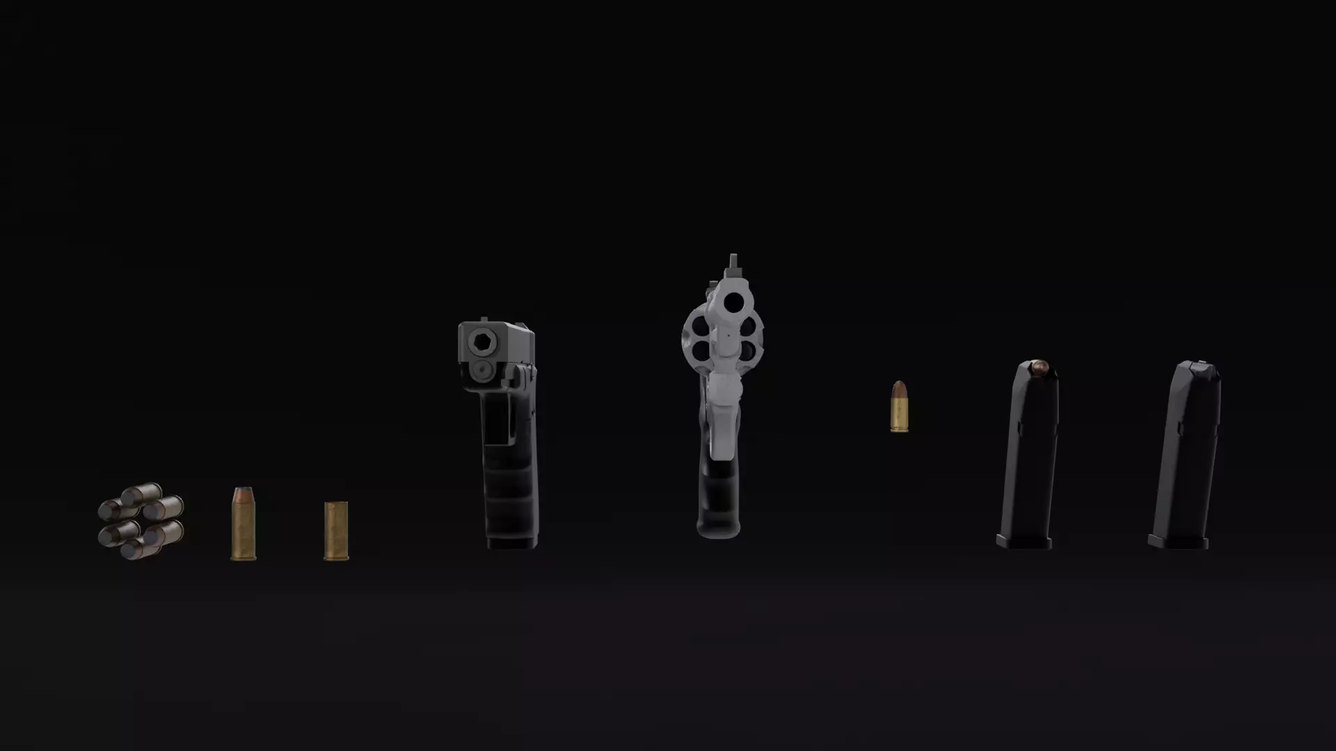 Pistols  Glock 17 44 Magnum  bullets 3D model_0