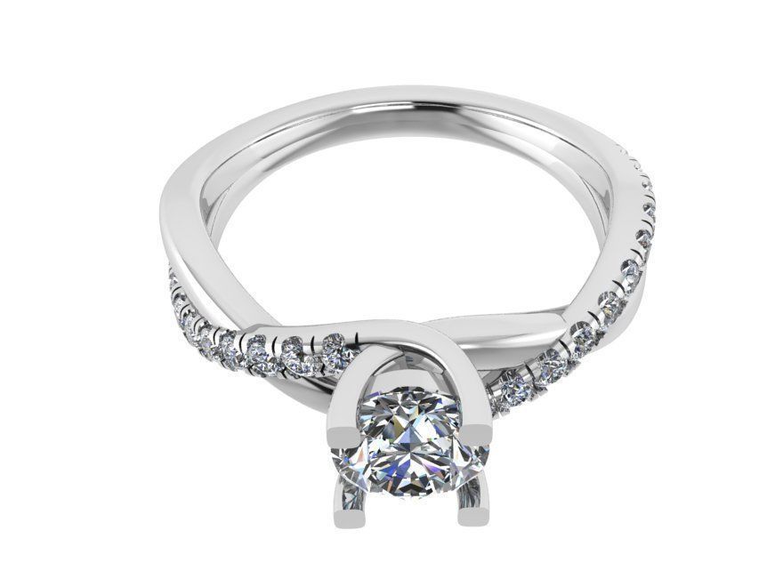 Round Diamond Twisted Ring 1029 3D print model_2