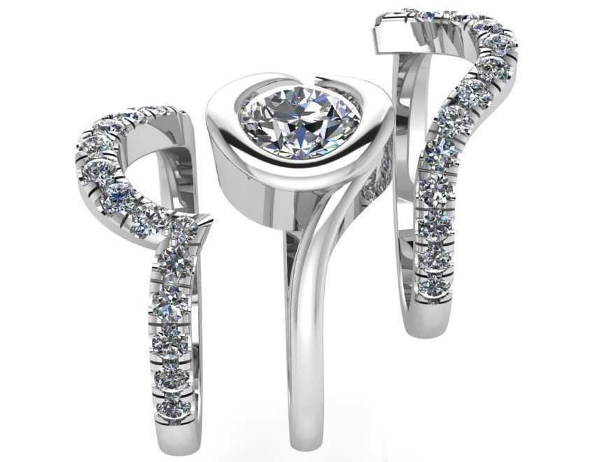 Round Diamond Ring Set 3 Pcs 1033 3D print model_2