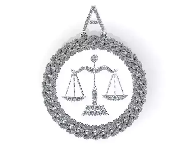 Libra Circle Halo Pendant 1040