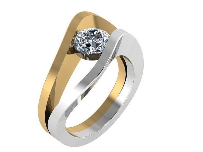 Round Diamond Tension Style Ring 1041 3D print model
