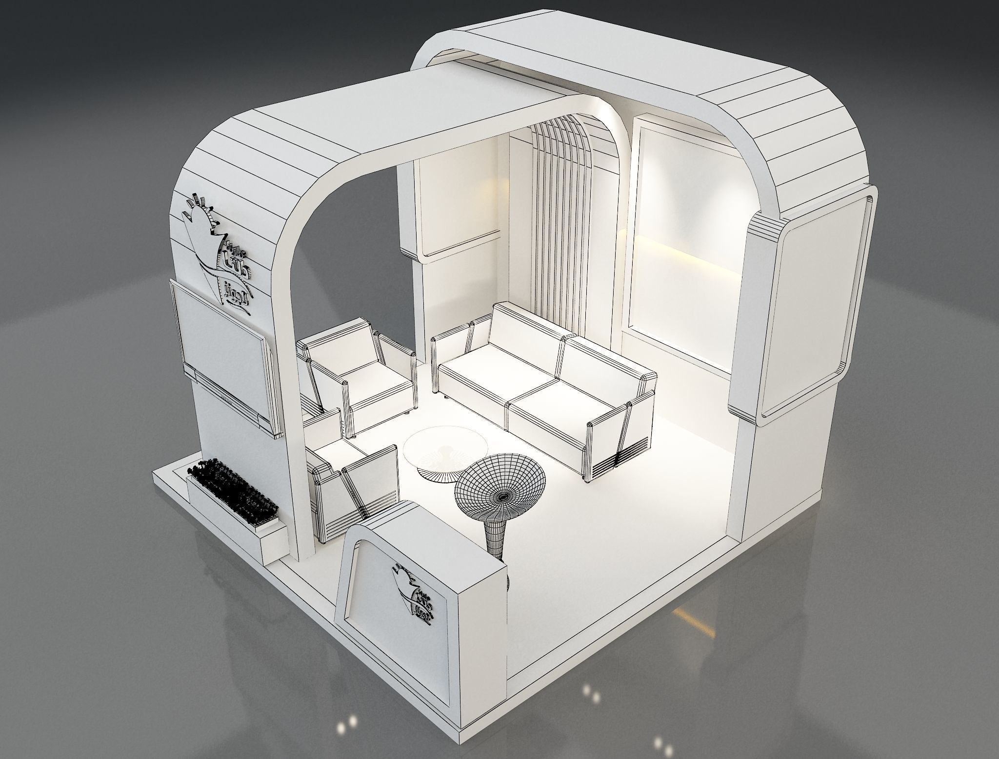 Booth Exhibition Stand a350 3D model_11