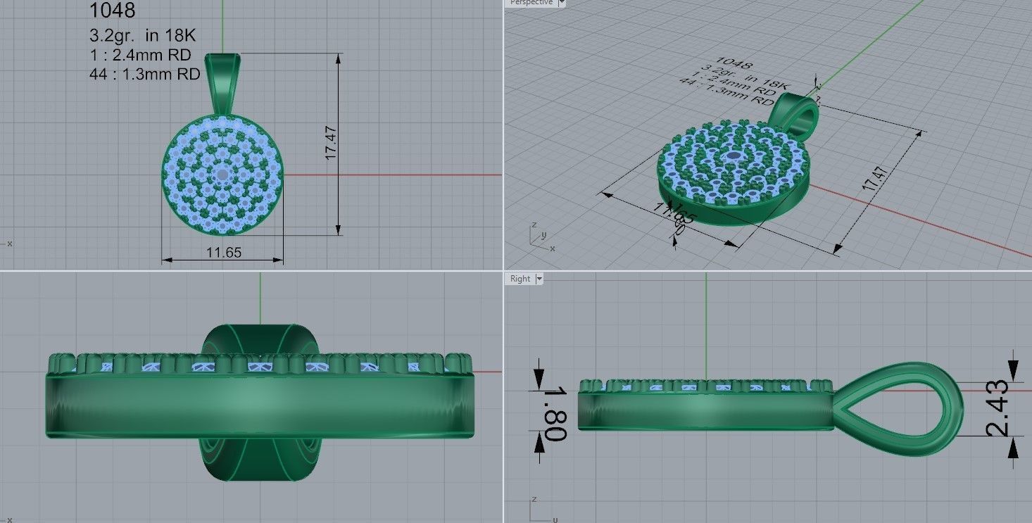 Circle Diamond Pendant 1048 3D print model_4