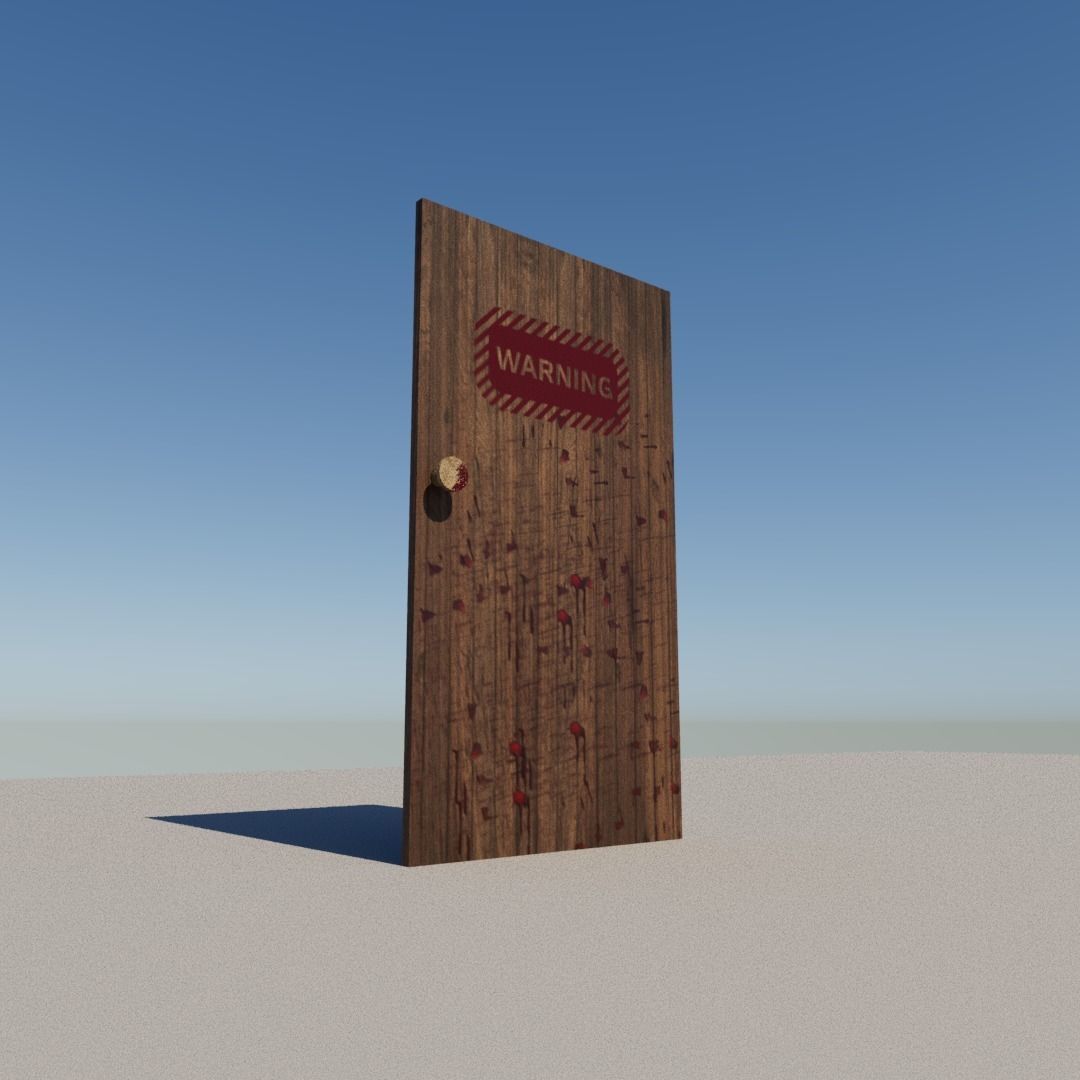 Bloody door Low-poly 3D model_8