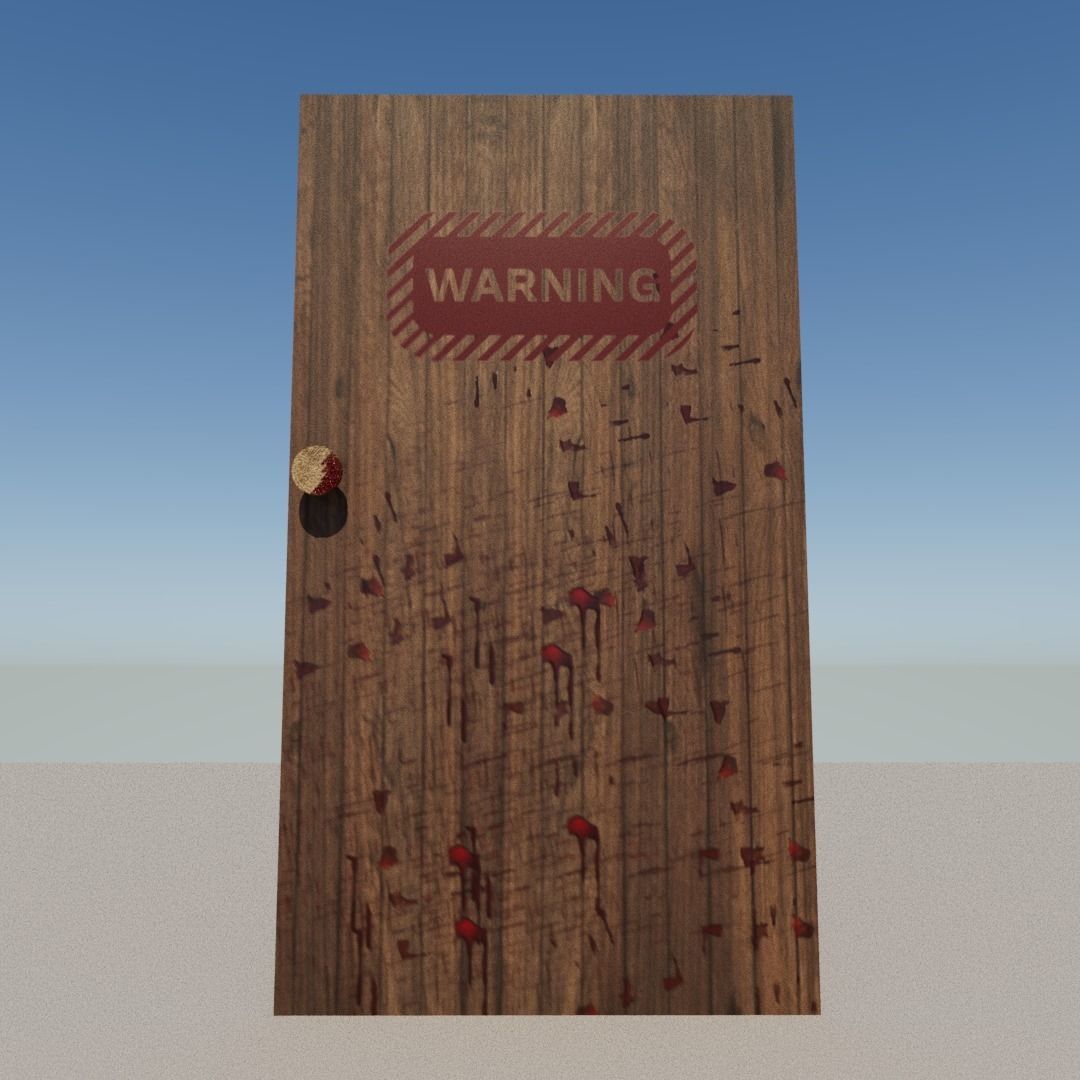 Bloody door Low-poly 3D model_9