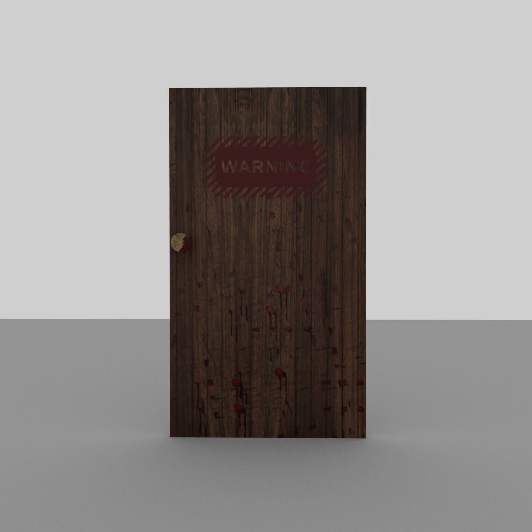 Bloody door Low-poly 3D model_11