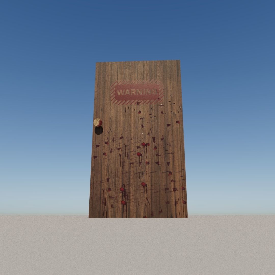 Bloody door Low-poly 3D model_12