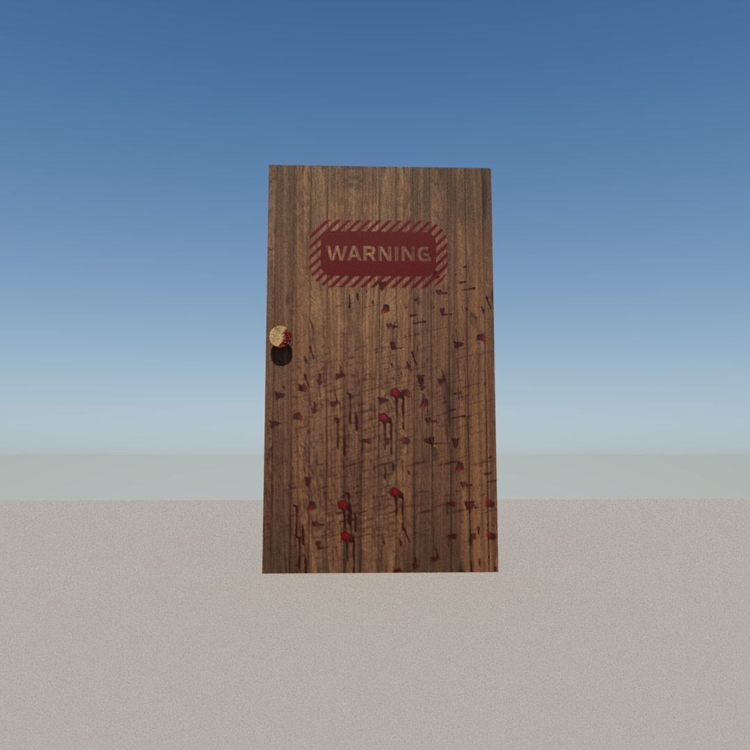 Bloody door Low-poly 3D model_2