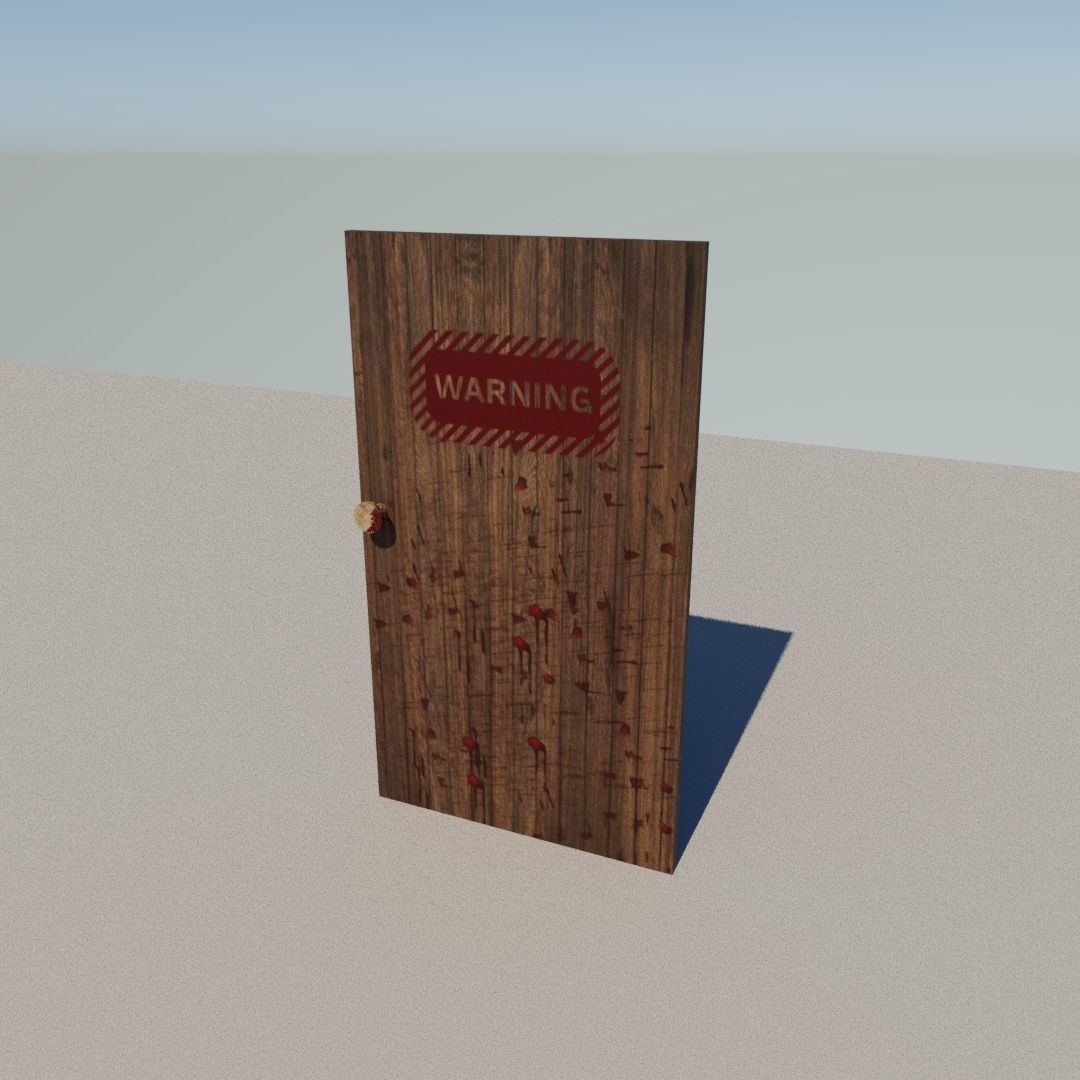 Bloody door Low-poly 3D model_10