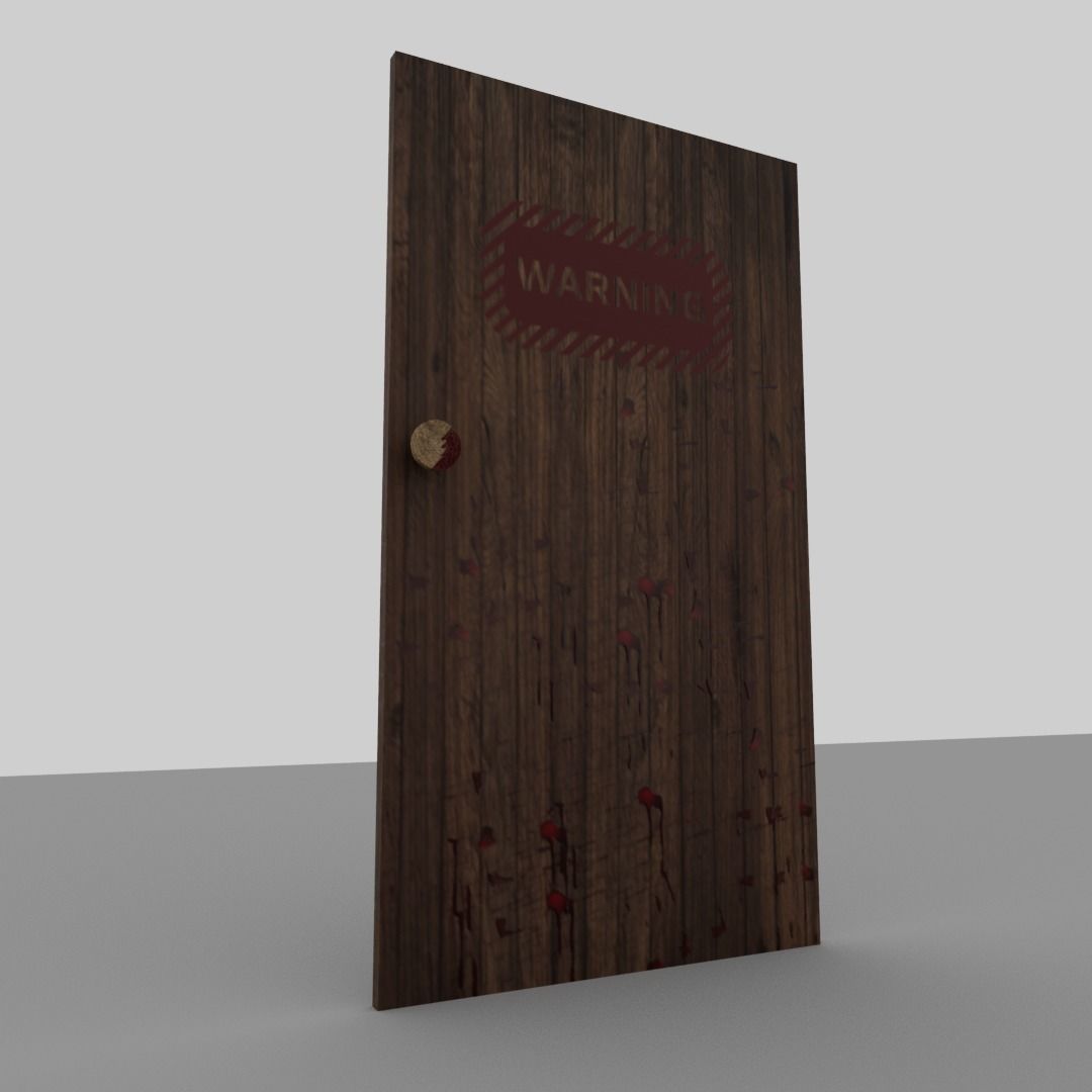 Bloody door Low-poly 3D model_7