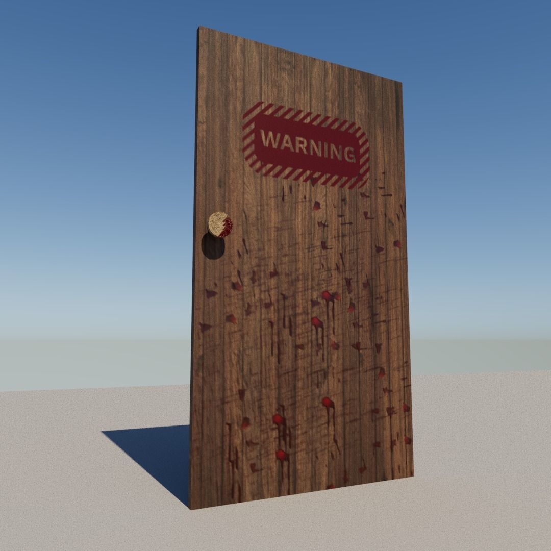 Bloody door Low-poly 3D model_3